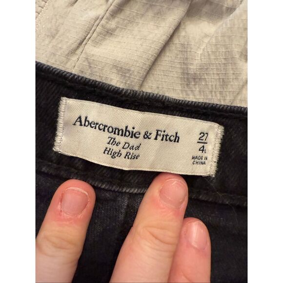 Abercrombie & Fitch Black Denim Long The Dad High-Rise Crossover Jeans Size 27/4 - Picture 4 of 5